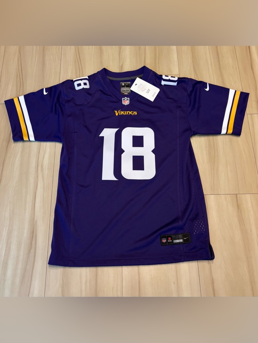 Nike Purple Minnesota Vikings Custom Jersey “Tucker #18” - Youth Large - NWT